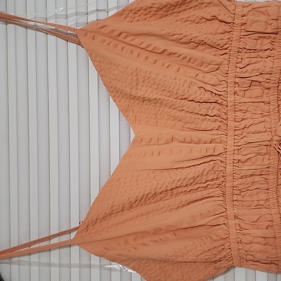 Sweetheart Neckline Cotton Dress Orange- Size Large - Picture 4 of 5